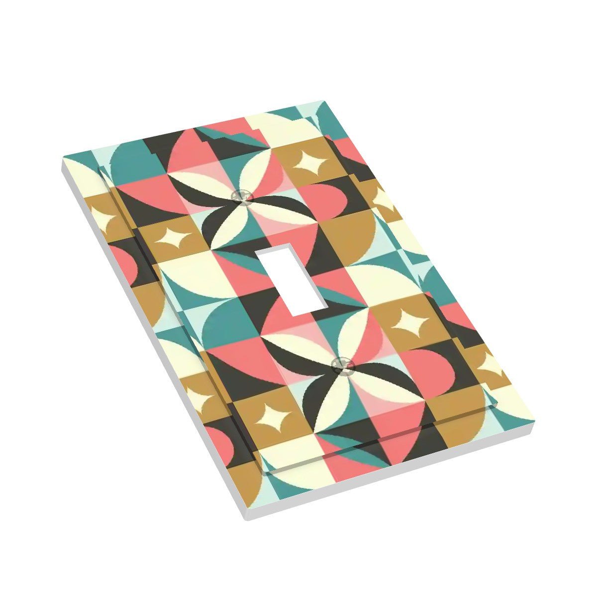 Kate McEnroe New York Mid Century Modern Geometric Switch Plate, Retro 60s Diamond Starburst Teal Pink MustardSwitch Plates5B9pCeVn0k