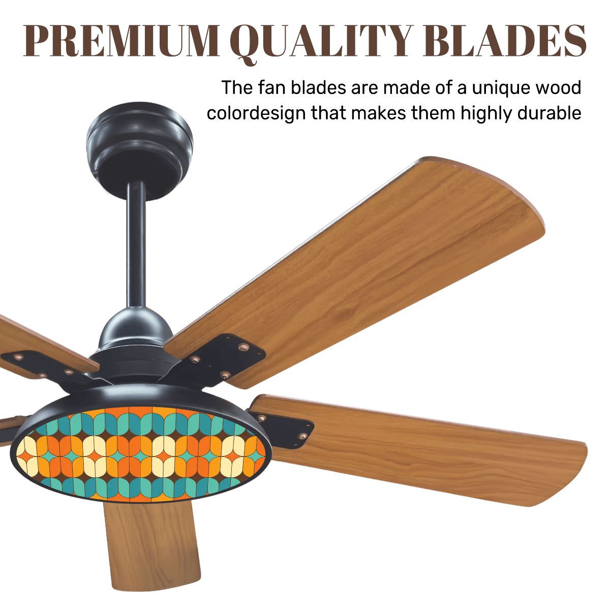 Kate McEnroe New York Mid Century Modern Geometric Teal Orange Ceiling Fan with LightCeiling FanscZENYjjUUa