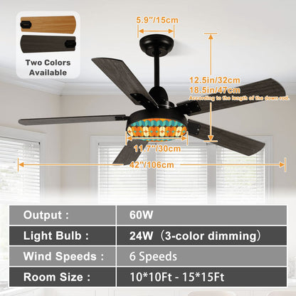 Kate McEnroe New York Mid Century Modern Geometric Teal Orange Ceiling Fan with LightCeiling FanscZENYjjUUa