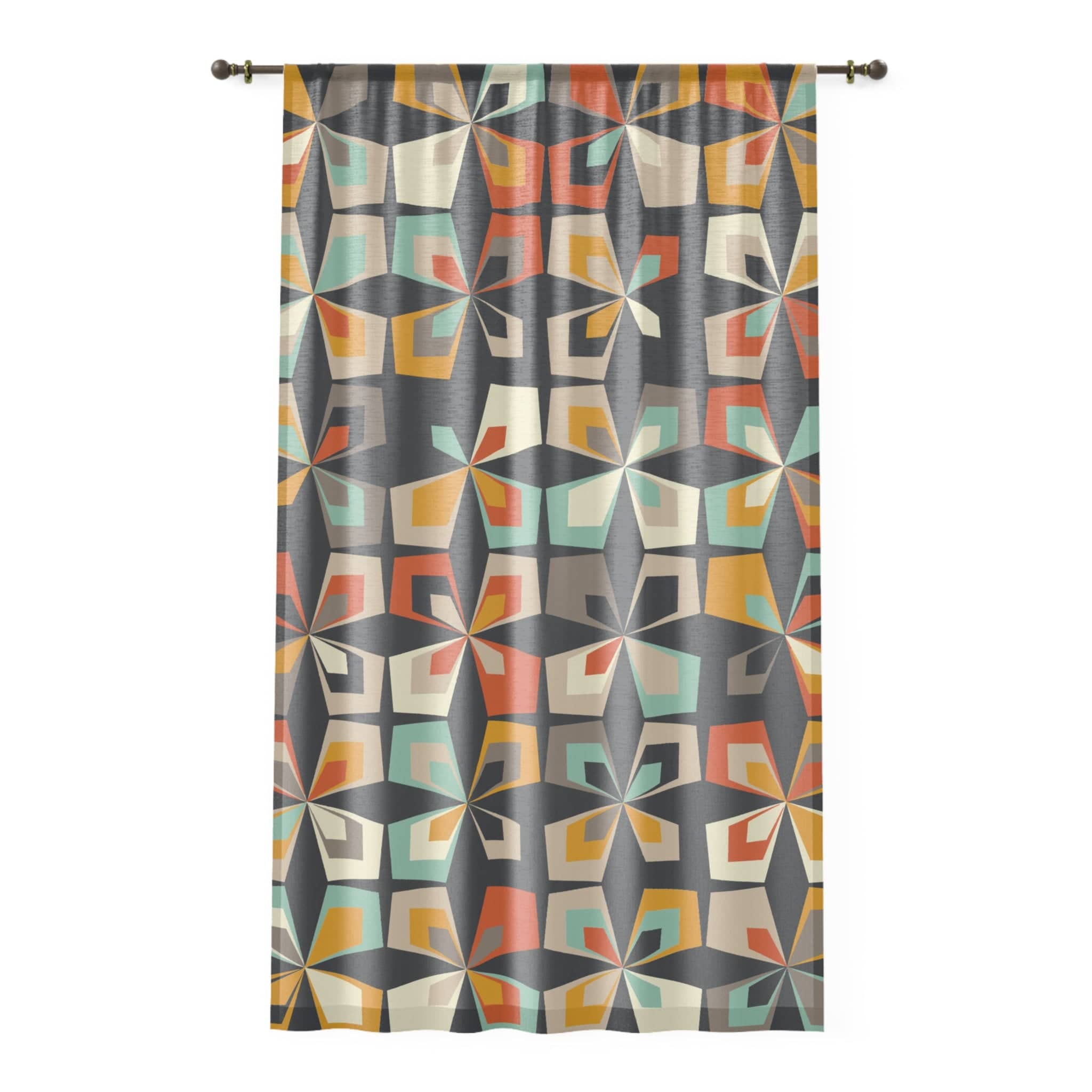 Kate McEnroe New York Mid Century Modern Geometric Window Curtains, Retro Living Room, Bedroom Sheer Drapes, Vintage 60s Abstract Floral Curtain PanelsWindow Curtains19792915668069842406