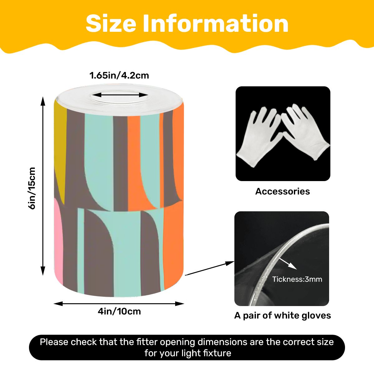 Kate McEnroe New York Mid Century Modern Glass Lamp Shade, 1950s Geometric Cylinder Light CoverLamp ShadesfGLNdDKeo7