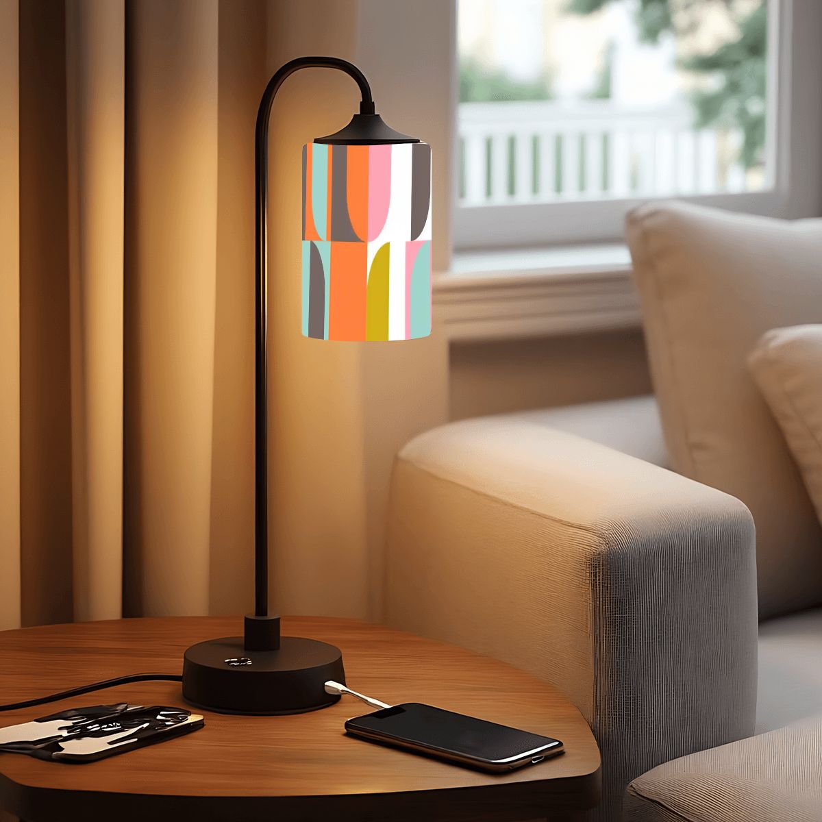 Kate McEnroe New York Mid Century Modern Glass Lamp Shade, 1950s Geometric Cylinder Light CoverLamp ShadesfGLNdDKeo7