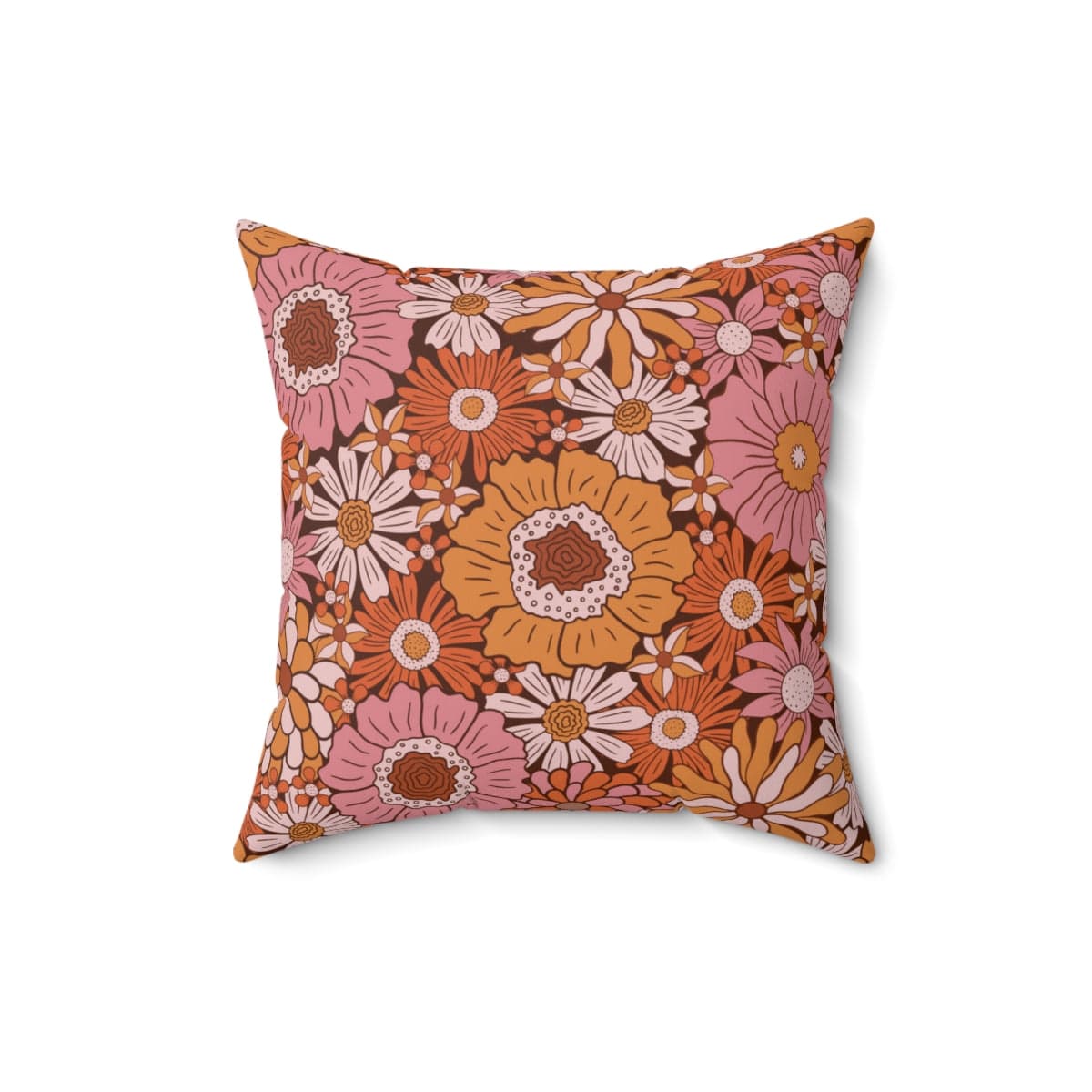 Kate McEnroe New York Mid Century Modern Groovy Floral Pillow Home Decor 16&quot; × 16&quot; 21007280403940026370