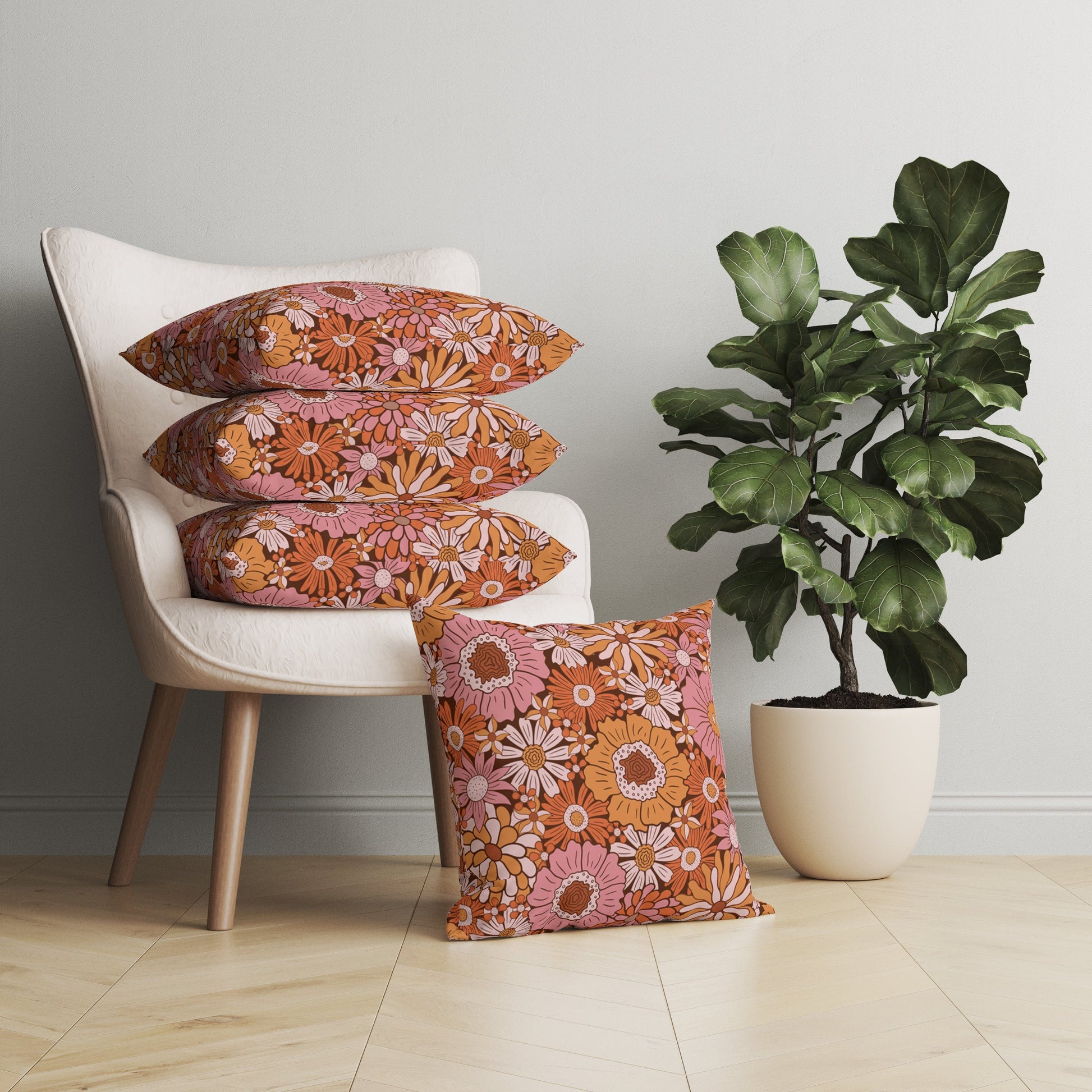 Kate McEnroe New York Mid Century Modern Groovy Floral Pillow Home Decor