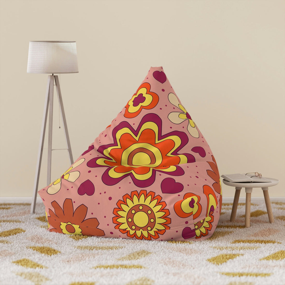 Kate McEnroe New York Mid Century Modern Groovy Hippie Bean Bag Chair Cover Bean Bag Chair Covers 38&quot; × 42&quot; × 29&quot; / Without insert 14541094947140514272
