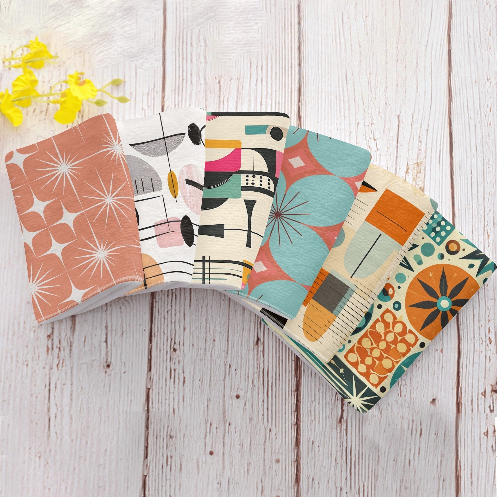 Kate McEnroe New York Mid Century Modern Hand Towels, Retro Atomic Starburst, Mod Geometric Boho Chic Bathroom DecorHand TowelsN4MR925W - 1