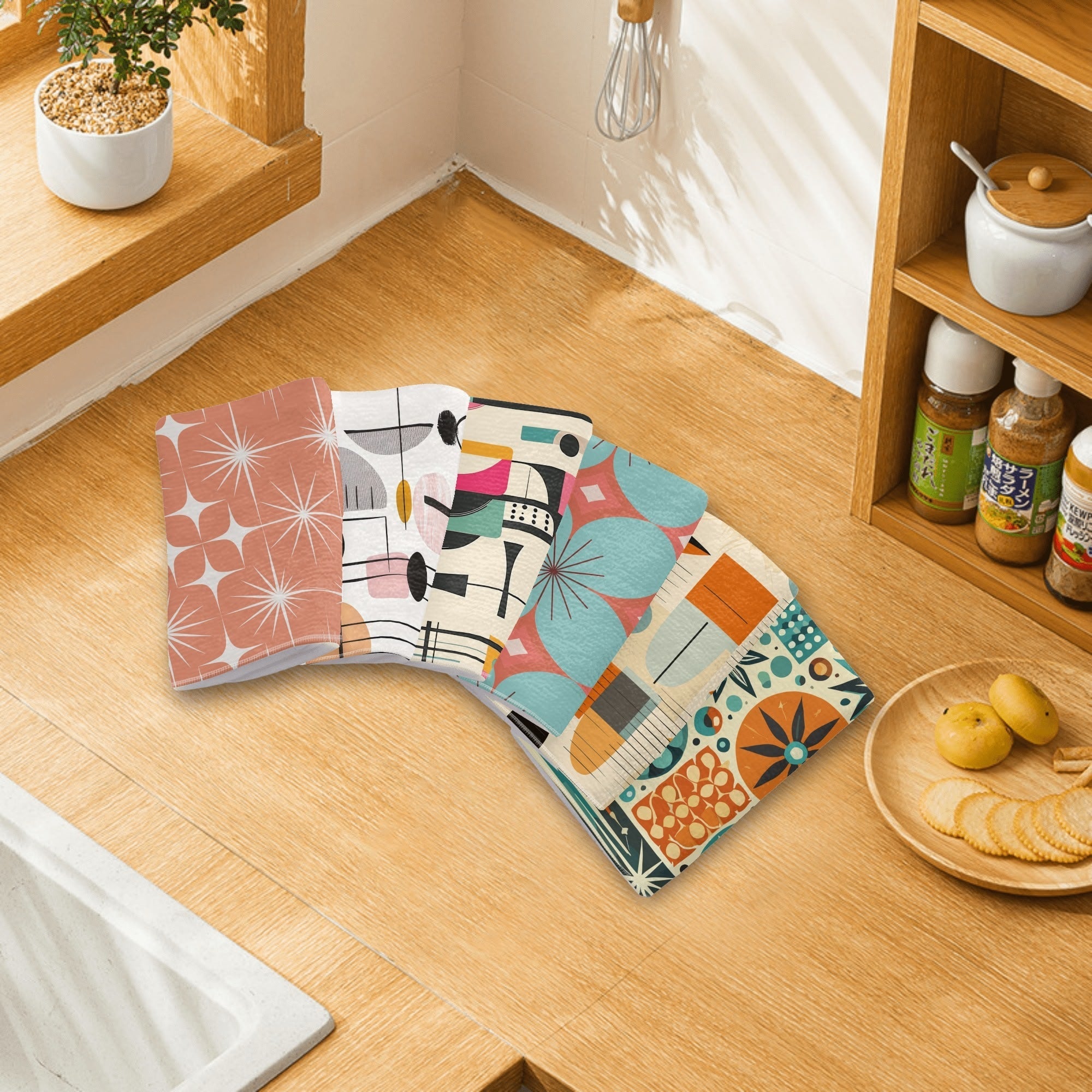 Kate McEnroe New York Mid Century Modern Hand Towels, Retro Atomic Starburst, Mod Geometric Boho Chic Bathroom DecorHand TowelsN4MR925W - 1