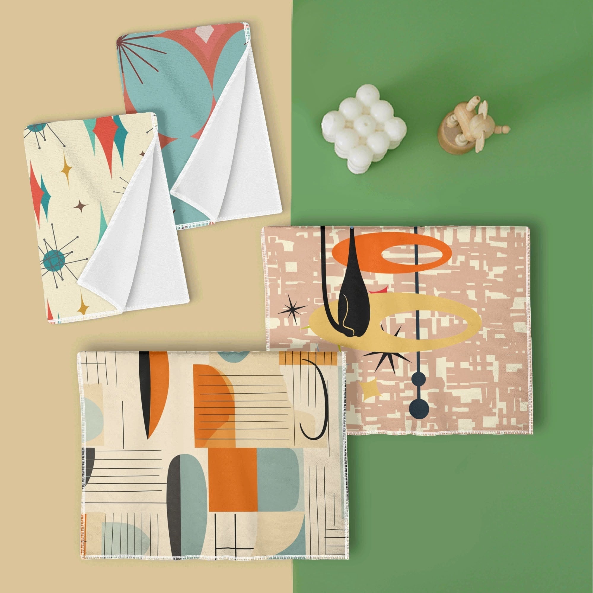 Kate McEnroe New York Mid Century Modern Hand Towels, Retro Starburst Atomic Cat Bath LinensHand TowelsWX17ZX7W-1