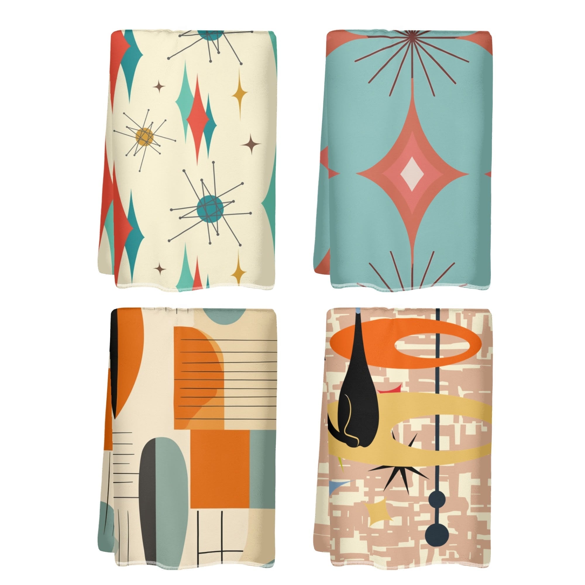 Kate McEnroe New York Mid Century Modern Hand Towels, Retro Starburst Atomic Cat Bath LinensHand TowelsWX17ZX7W-1