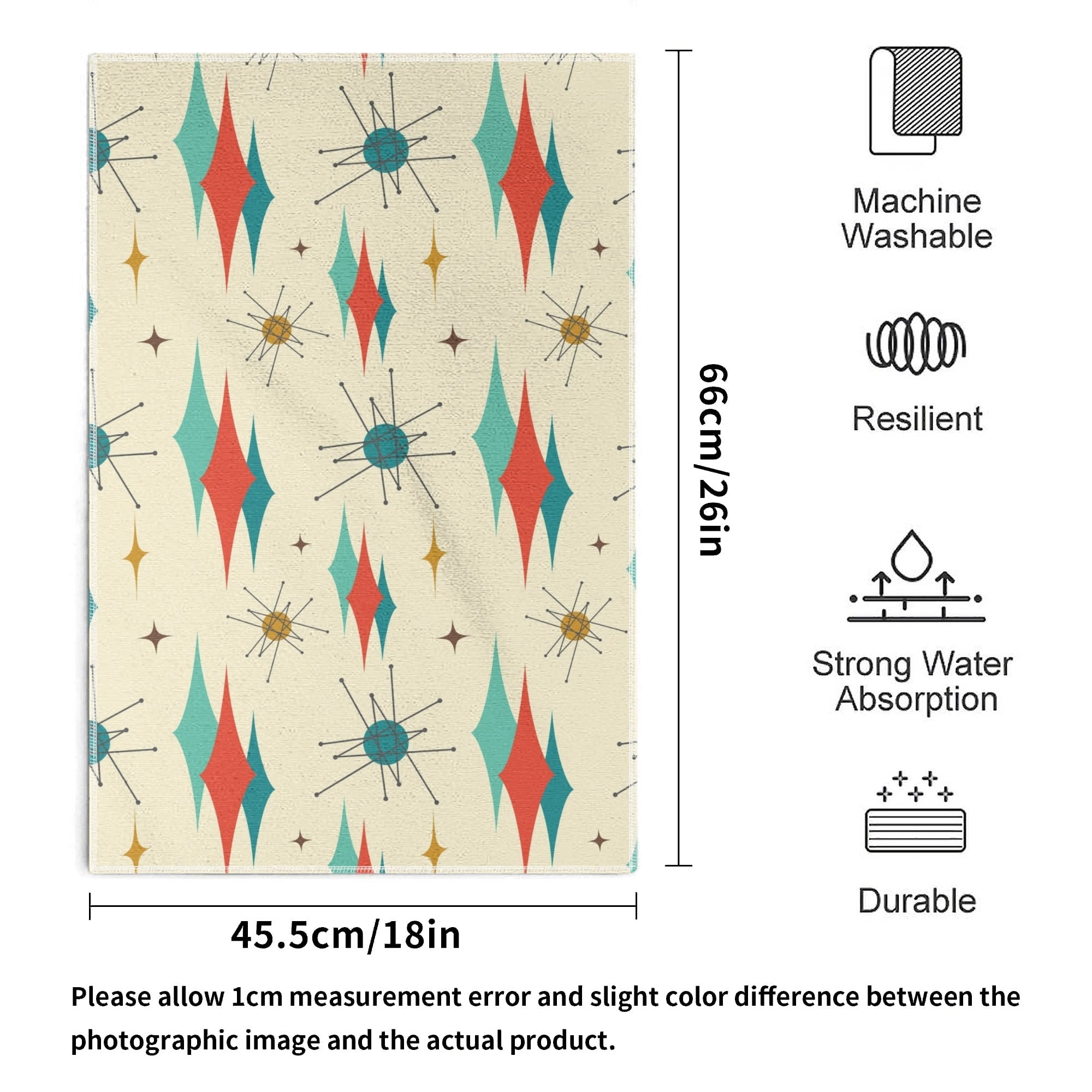 Kate McEnroe New York Mid Century Modern Hand Towels, Retro Starburst Atomic Cat Bath LinensHand TowelsWX17ZX7W-1