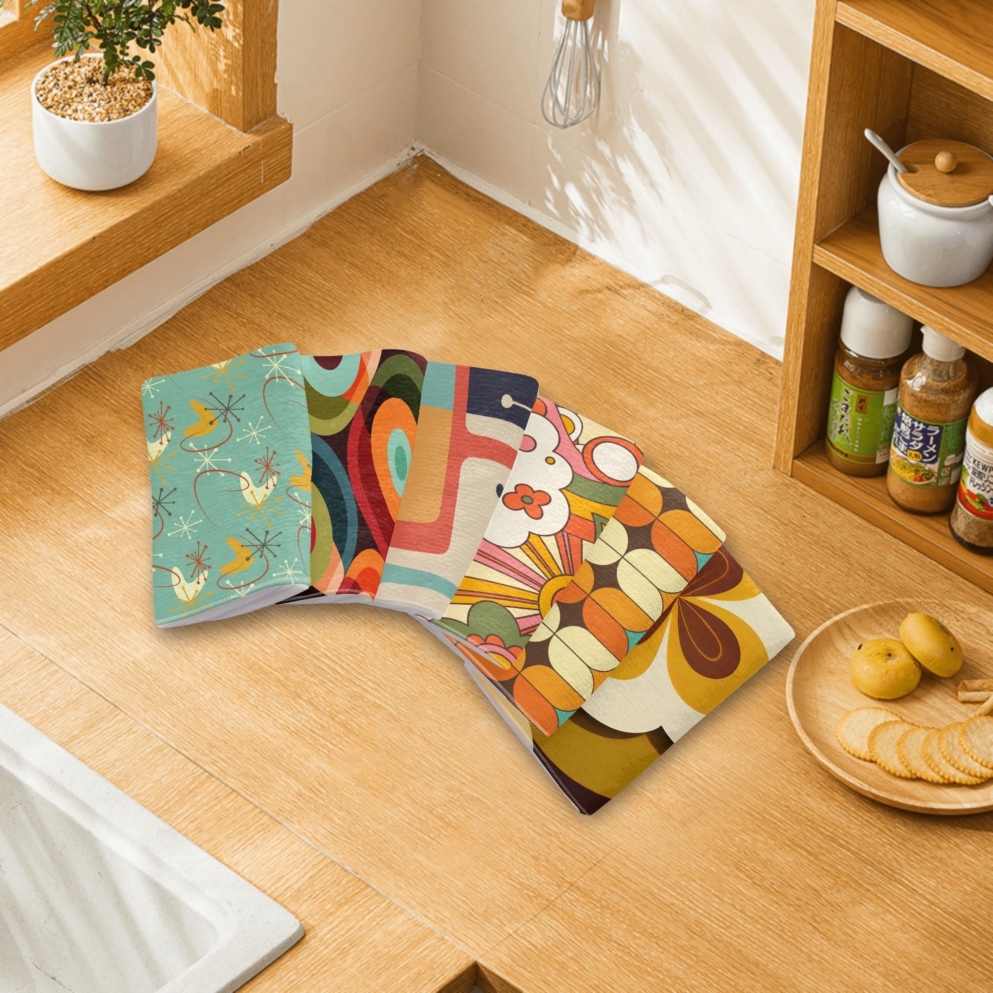 Kate McEnroe New York Mid Century Modern Hand Towels Set, Retro Geometric 60s 70s Mod Bath Kitchen Towels, Groovy Abstract Colorful DesignHand TowelsN9RXZQ9W - 1