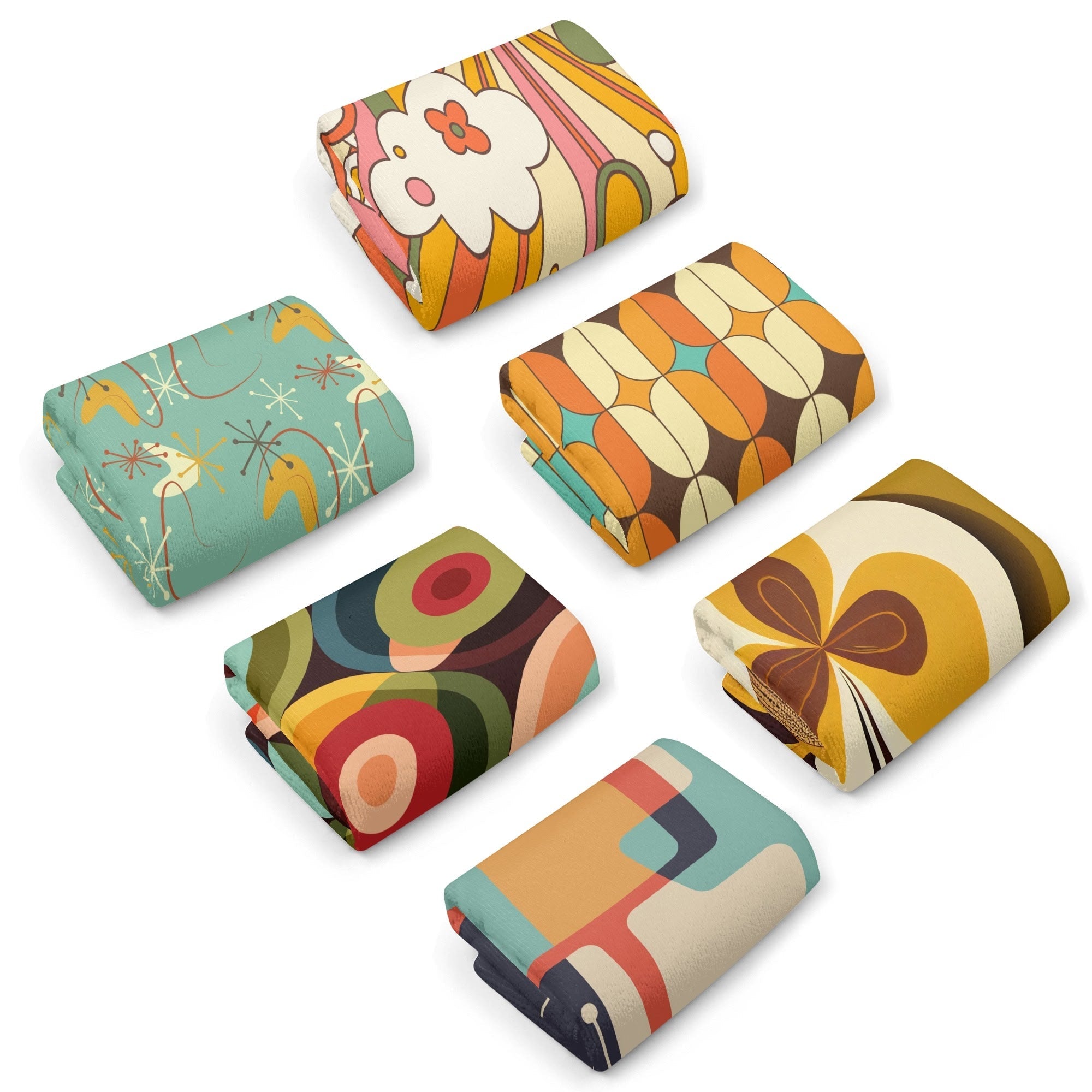 Kate McEnroe New York Mid Century Modern Hand Towels Set, Retro Geometric 60s 70s Mod Bath Kitchen Towels, Groovy Abstract Colorful DesignHand TowelsN9RXZQ9W - 1