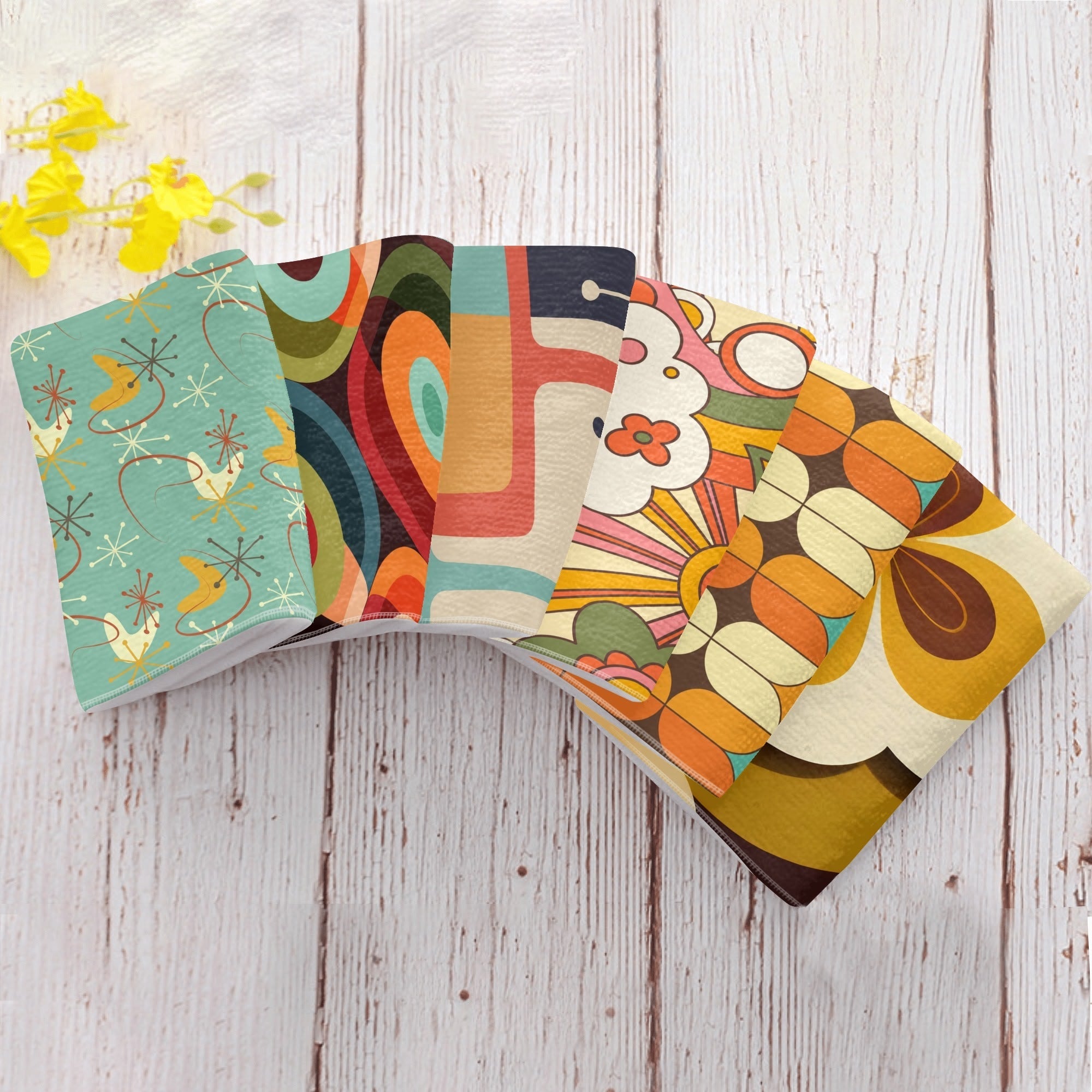 Kate McEnroe New York Mid Century Modern Hand Towels Set, Retro Geometric 60s 70s Mod Bath Kitchen Towels, Groovy Abstract Colorful DesignHand TowelsN9RXZQ9W - 1