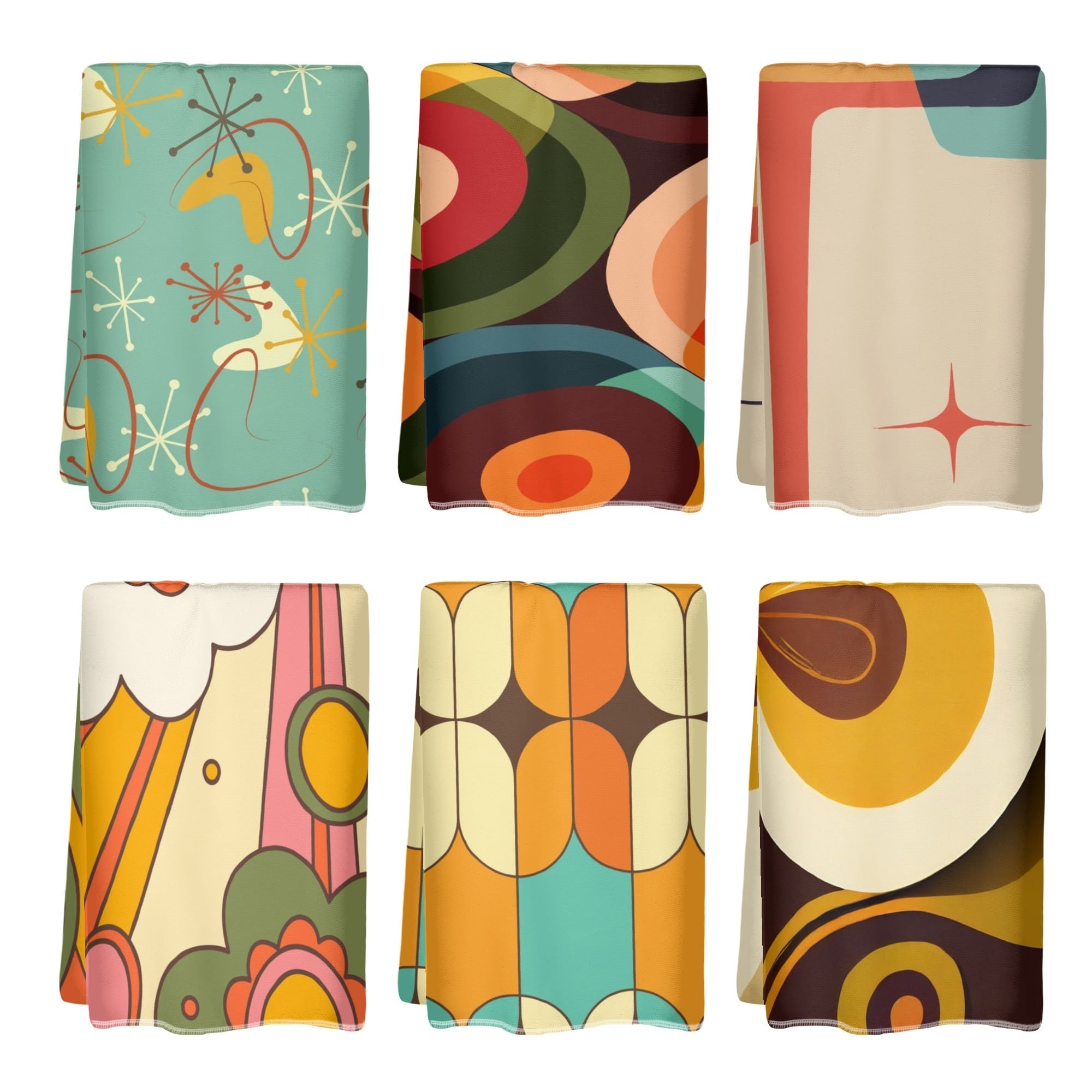 Kate McEnroe New York Mid Century Modern Hand Towels Set, Retro Geometric 60s 70s Mod Bath Kitchen Towels, Groovy Abstract Colorful DesignHand TowelsN9RXZQ9W - 1