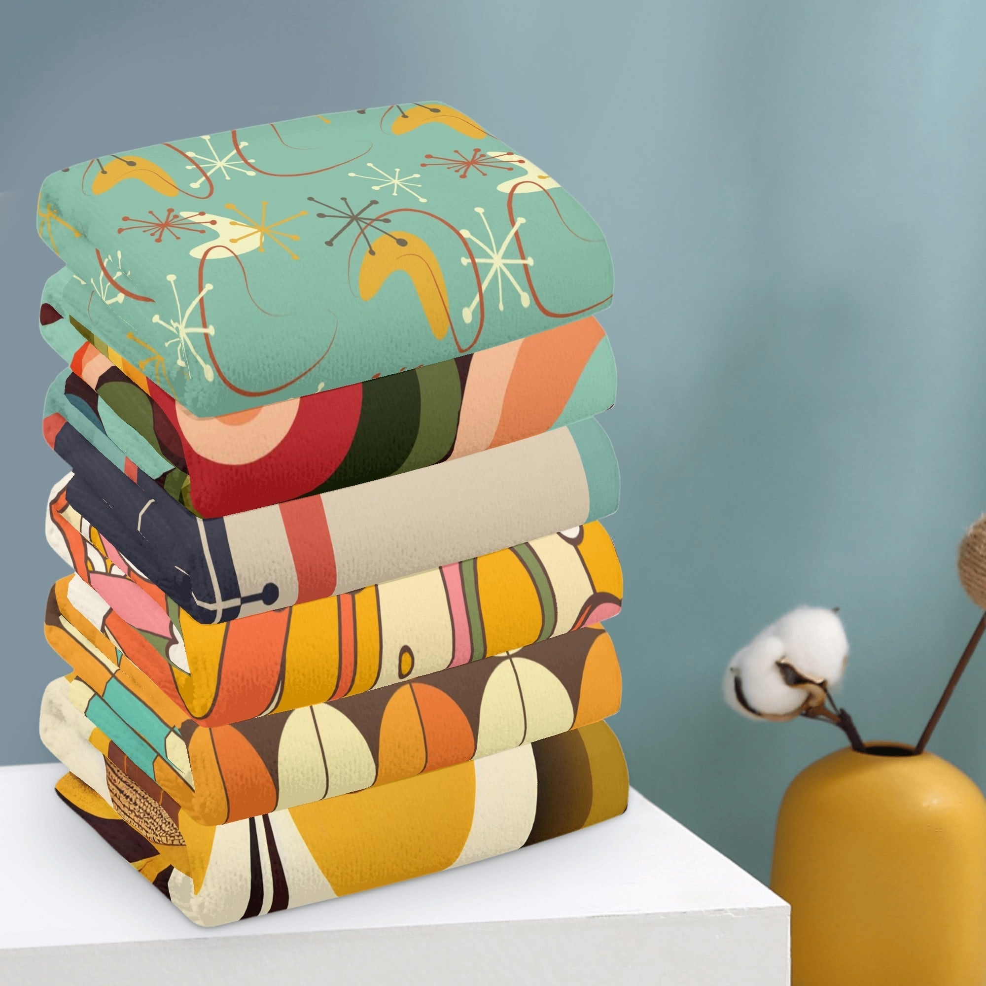 Kate McEnroe New York Mid Century Modern Hand Towels Set, Retro Geometric 60s 70s Mod Bath Kitchen Towels, Groovy Abstract Colorful DesignHand TowelsN9RXZQ9W - 1