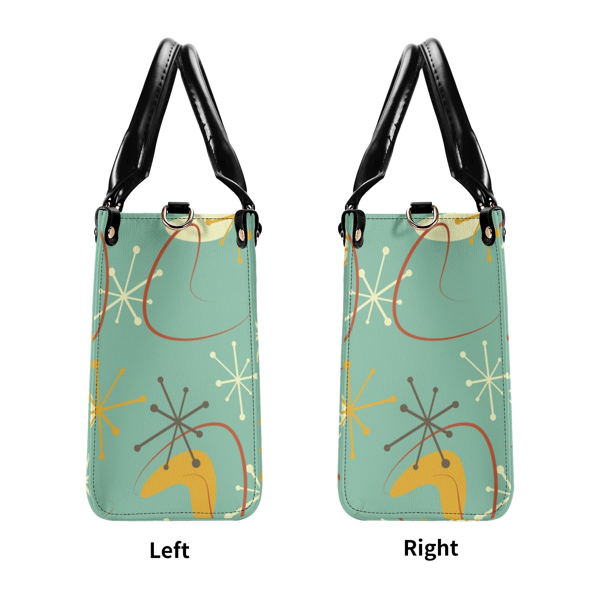 Kate McEnroe New York Mid Century Modern Handbag, Retro 50s Atomic Starburst Purse, MCM Geometric Teal Yellow Bag, Vintage Shoulder SatchelHandbagsW0Z9DO1W - 1