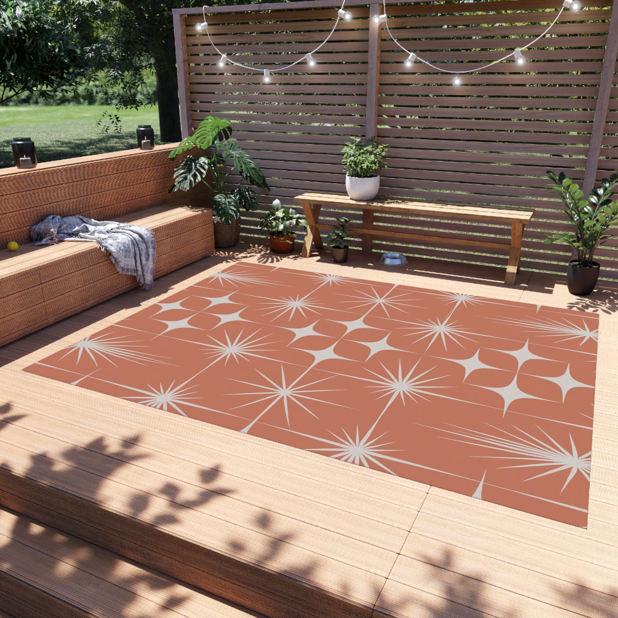 Kate McEnroe New York Mid Century Modern Indoor Outdoor Rug, Retro Atomic Starburst Geometric Area RugRugs21667087243558760417