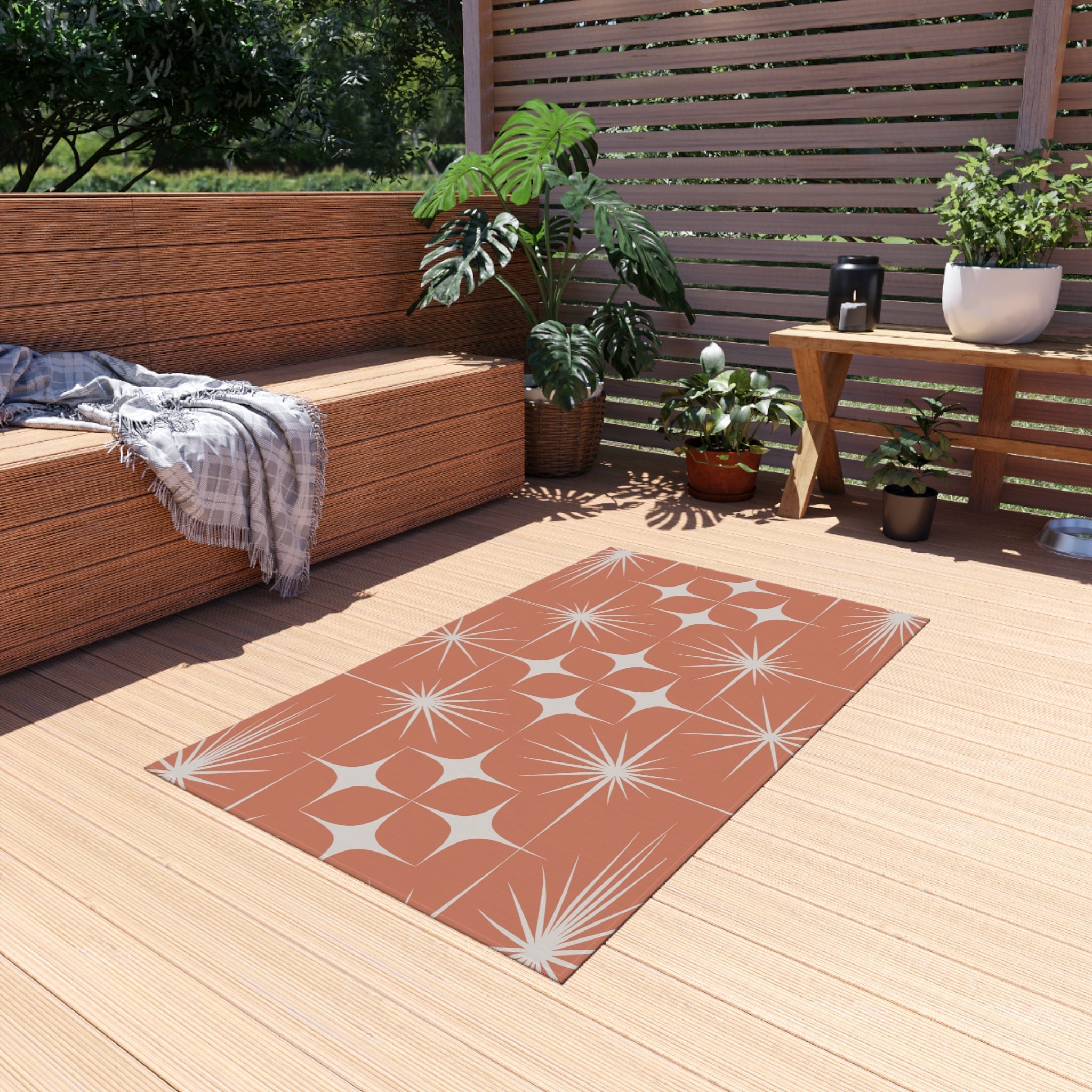 Kate McEnroe New York Mid Century Modern Indoor Outdoor Rug, Retro Atomic Starburst Geometric Area RugRugs22076447986982573253