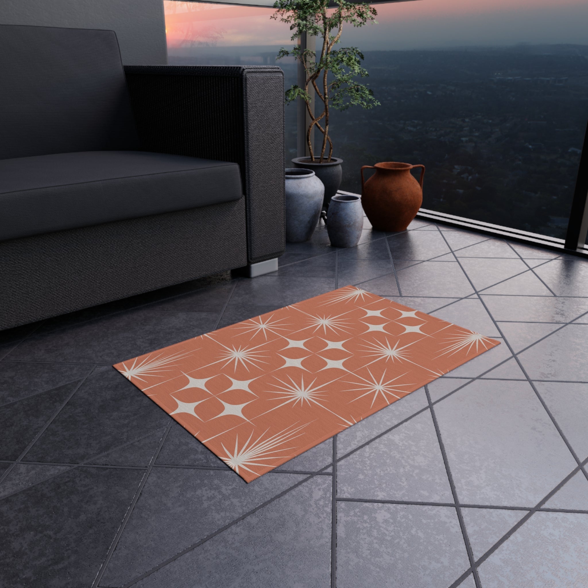 Kate McEnroe New York Mid Century Modern Indoor Outdoor Rug, Retro Atomic Starburst Geometric Area RugRugs28043643123897854468