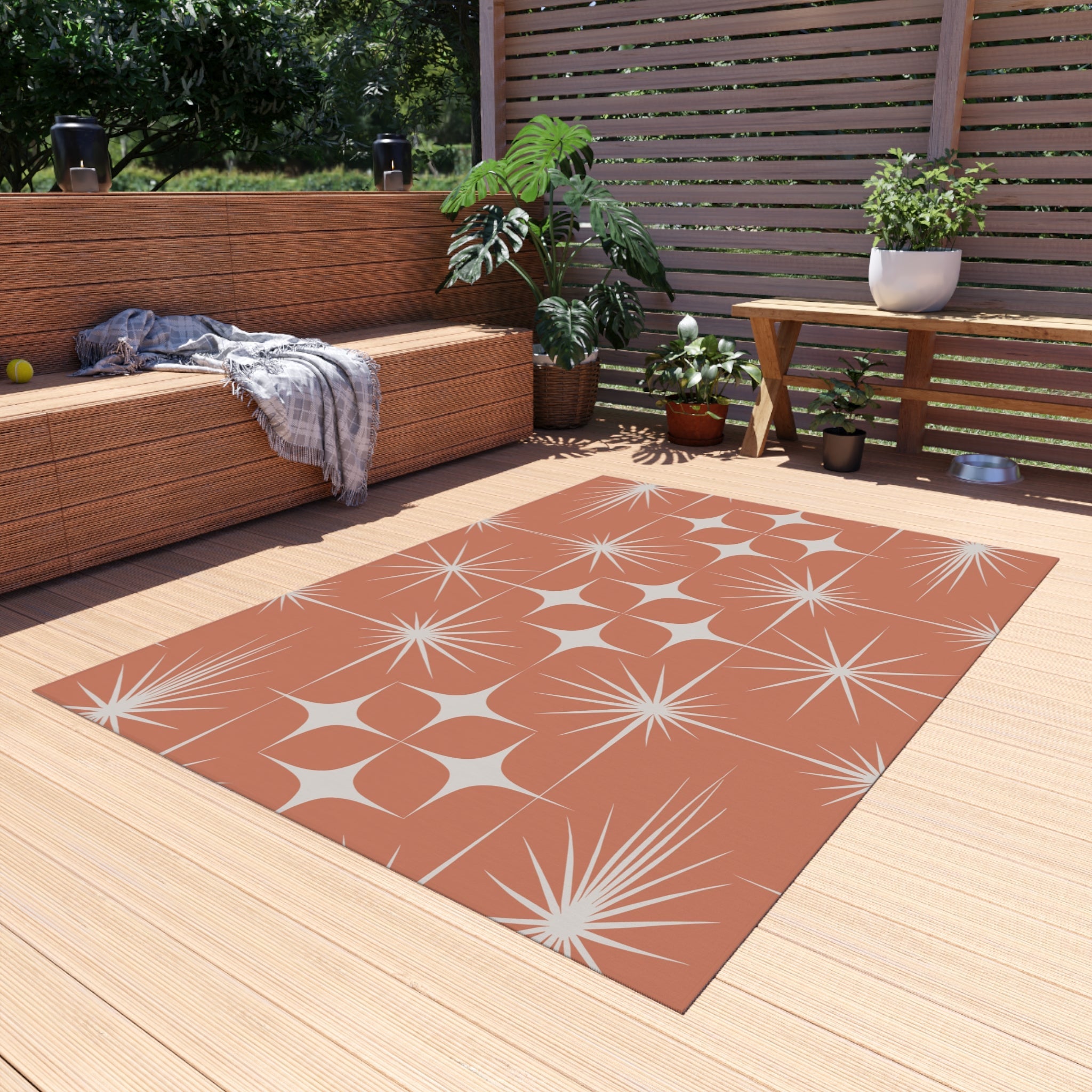 Kate McEnroe New York Mid Century Modern Indoor Outdoor Rug, Retro Atomic Starburst Geometric Area RugRugs28043643123897854468
