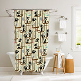 Kate McEnroe New York Mid Century Modern Kitschy Atomic Cat Geometric Bathroom Shower CurtainShower Curtains14127596472708642007