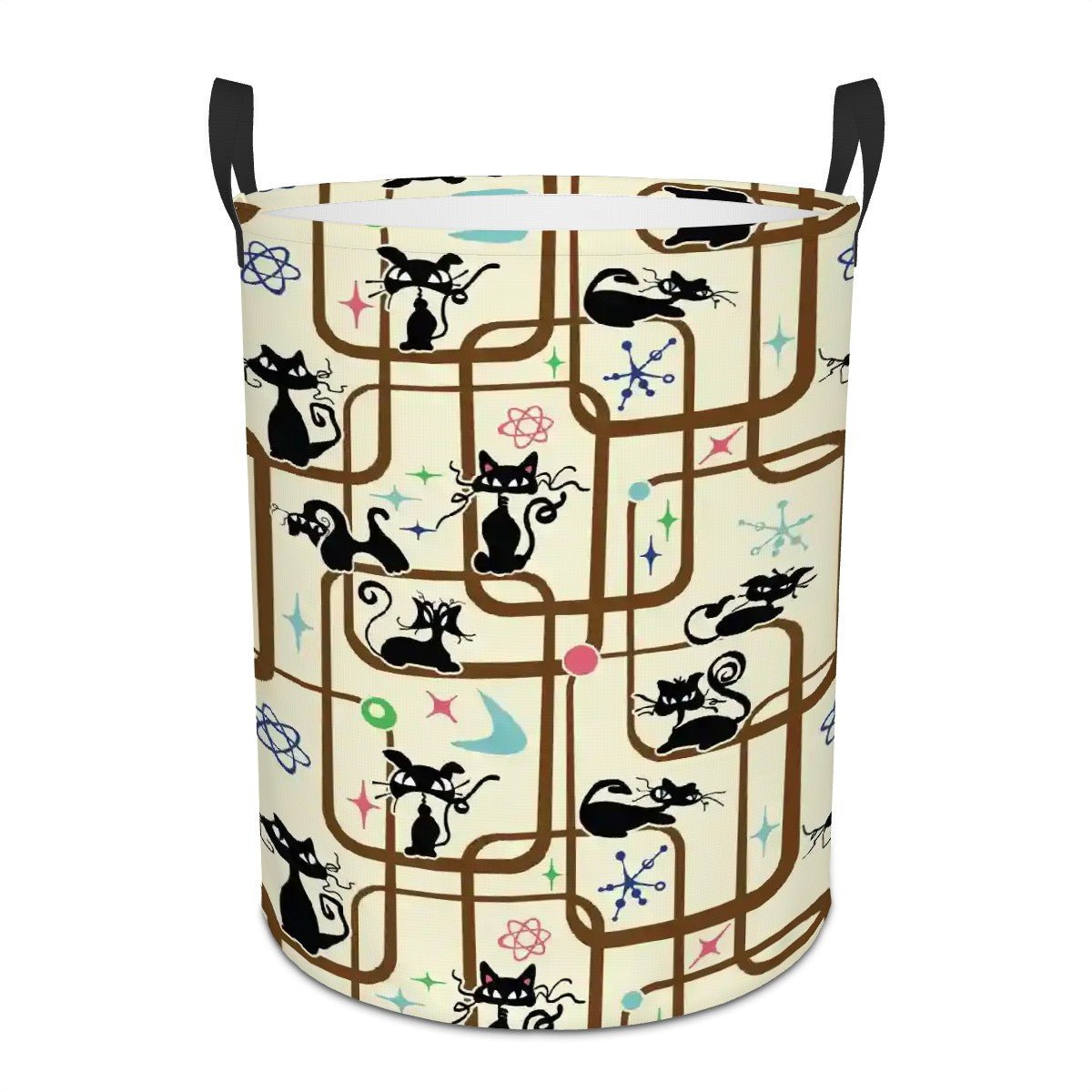 Kate McEnroe New York Mid Century Modern Kitschy Atomic Cat Geometric Laundry BasketLaundry BasketsQjOHFpm5hI