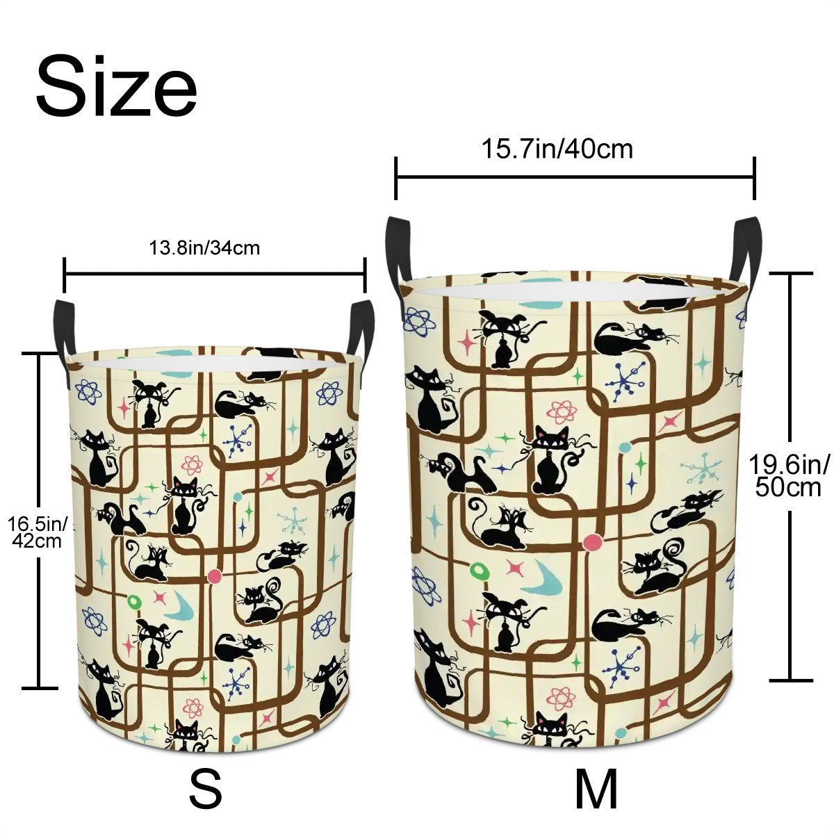 Kate McEnroe New York Mid Century Modern Kitschy Atomic Cat Geometric Laundry BasketLaundry BasketsQjOHFpm5hI
