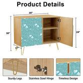 Kate McEnroe New York Mid Century Modern Kitschy Cocktail & Bubbles Designed Sideboard, Retro Aqua Blue Storage CabinetStorage Cabinets5ML8WkA1Wv