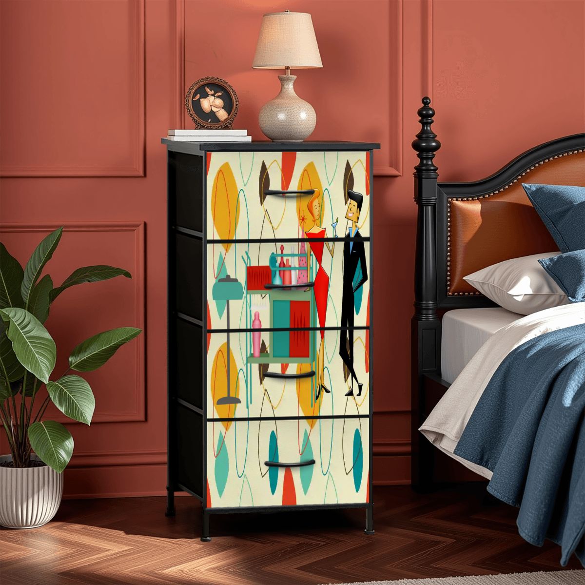 Kate McEnroe New York Mid Century Modern Kitschy Cocktail Party 4 Drawer Dresser StorageDressersKQibDlVBNT