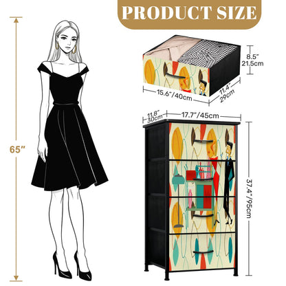 Kate McEnroe New York Mid Century Modern Kitschy Cocktail Party 4 Drawer Dresser StorageDressersKQibDlVBNT