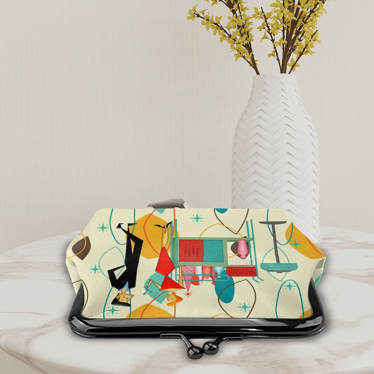 Kate McEnroe New York Mid Century Modern Kitschy Cocktail Party Coin Purse, Retro 50s Atomic Starburst WalletCoin PursesecmjZPTmhL