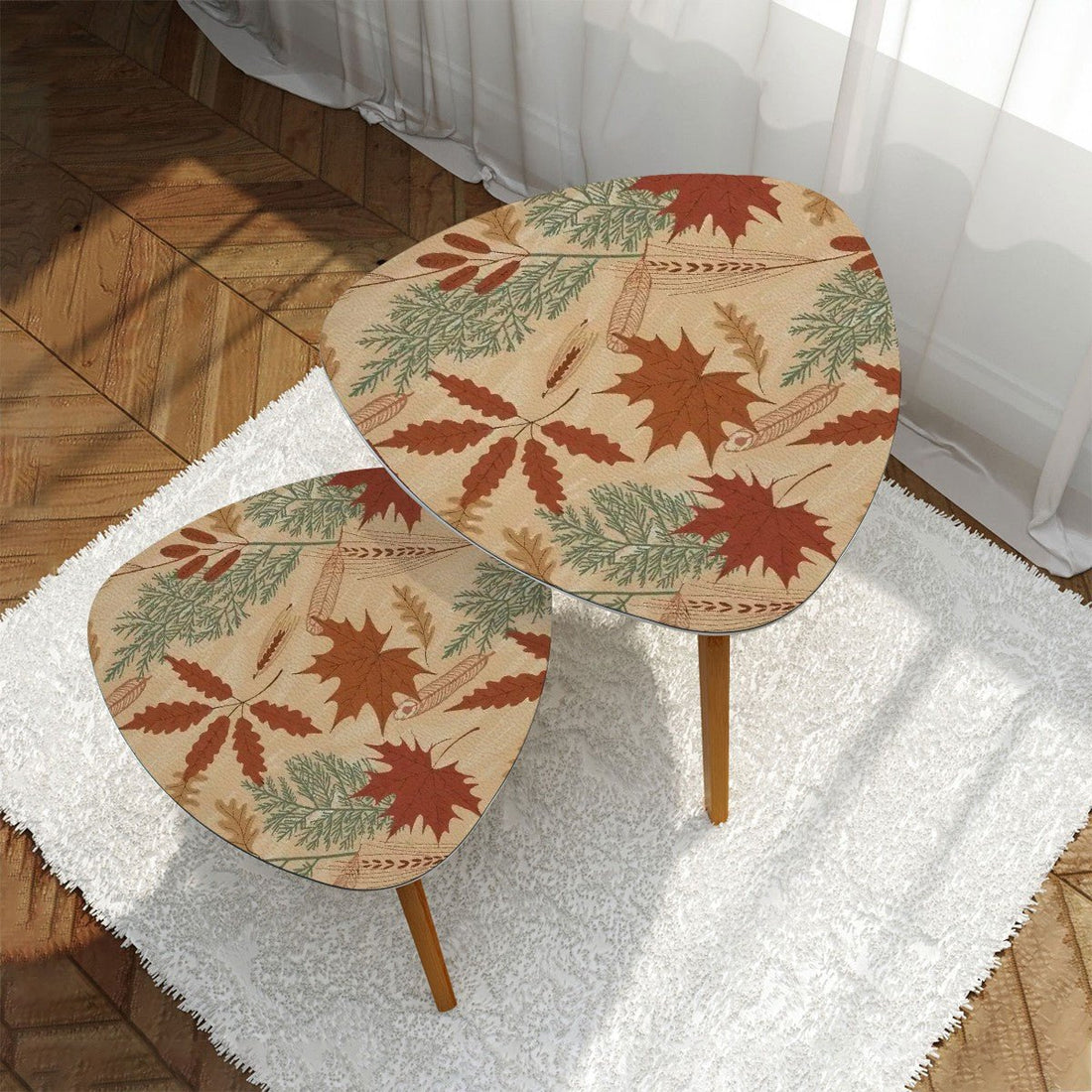 Kate McEnroe New York Mid Century Modern Leaf Nesting Tables, Retro Autumn Accent FurnitureNesting TablesA1F6u6OZVM