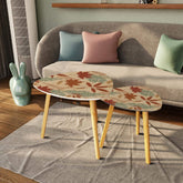 Kate McEnroe New York Mid Century Modern Leaf Nesting Tables, Retro Autumn Accent FurnitureNesting TablesA1F6u6OZVM