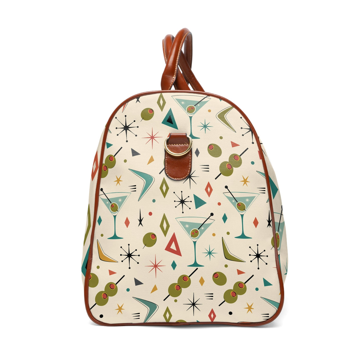 Kate McEnroe New York Mid Century Modern Martini Olive Duffle Bag, Retro Cocktail WeekenderDuffel Bags12295169788414308288
