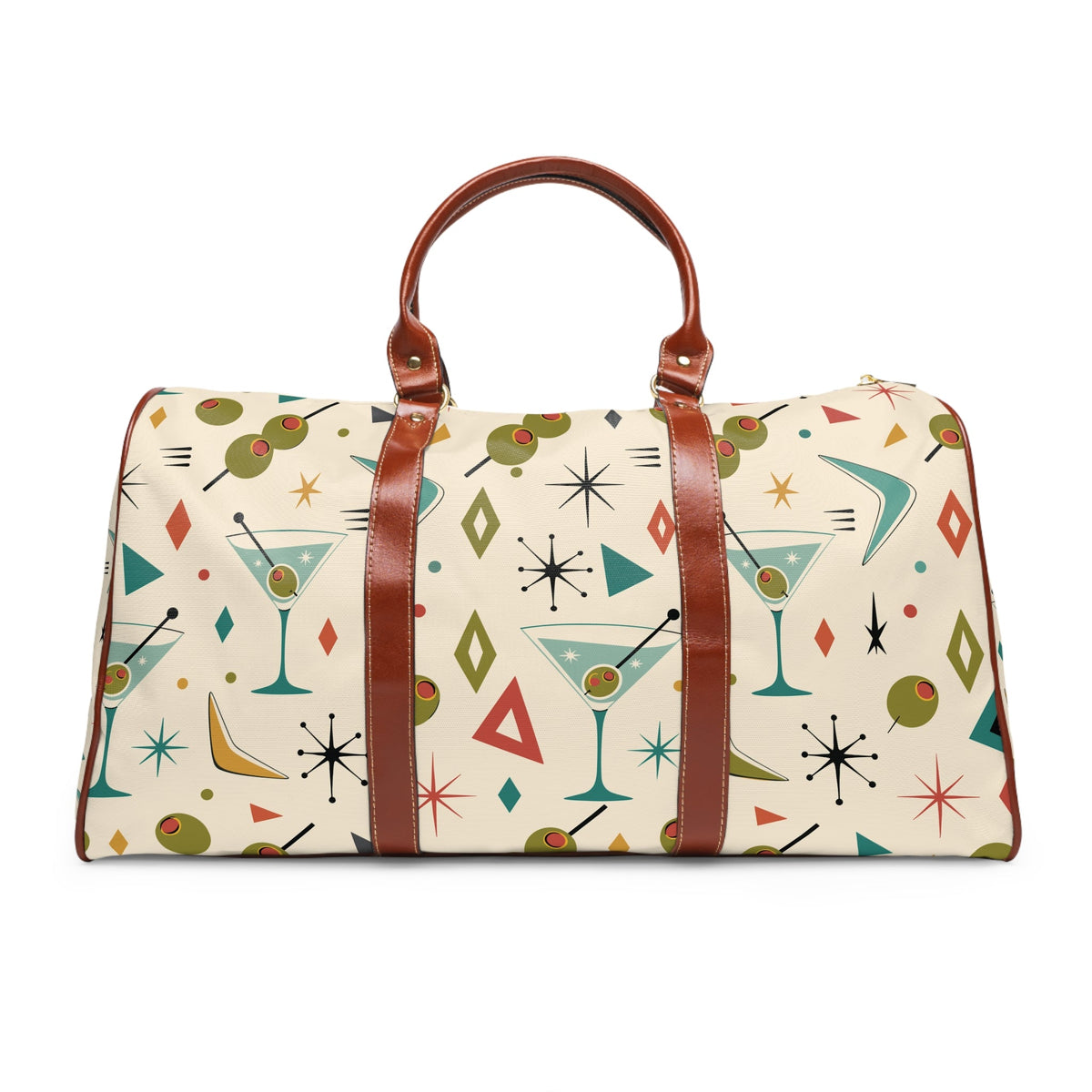 Kate McEnroe New York Mid Century Modern Martini Olive Duffle Bag, Retro Cocktail WeekenderDuffel Bags12295169788414308288