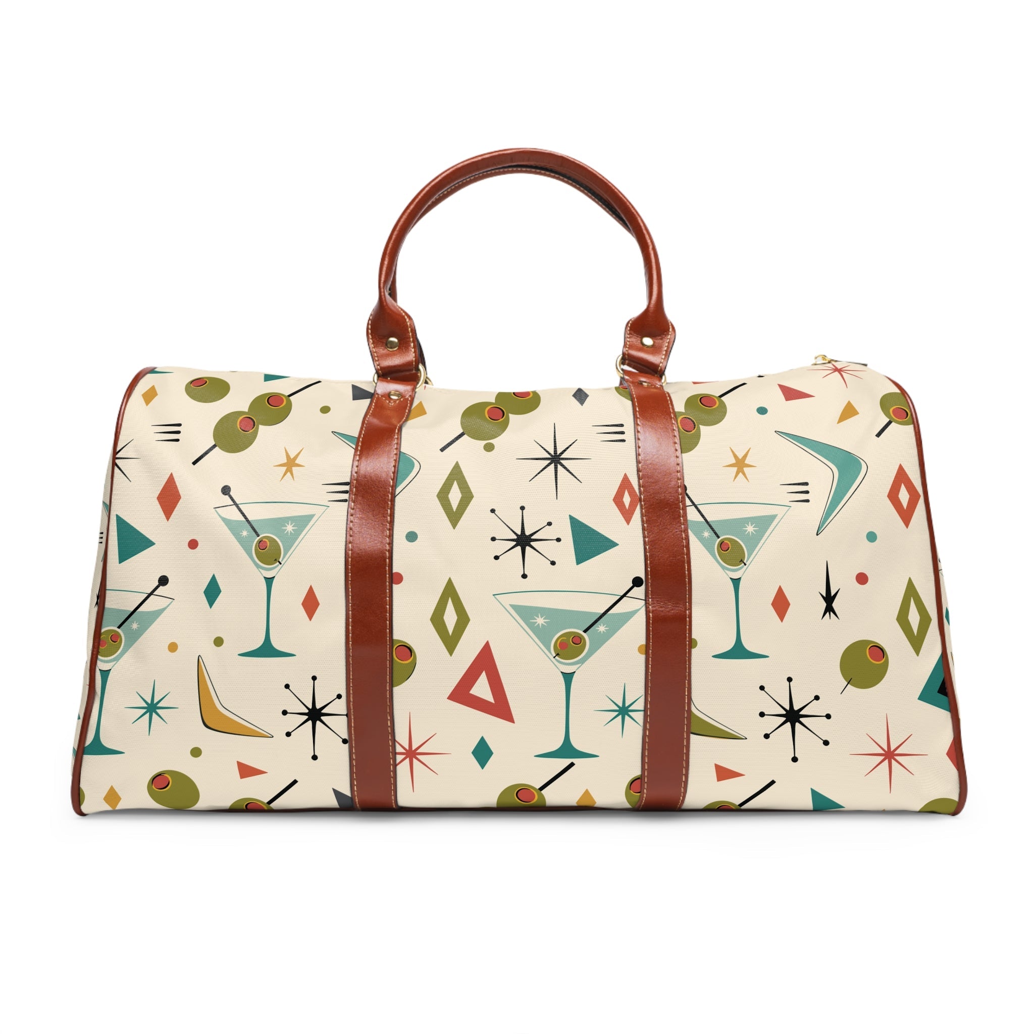 Kate McEnroe New York Mid Century Modern Martini Olive Duffle Bag, Retro Cocktail WeekenderDuffel Bags12295169788414308288