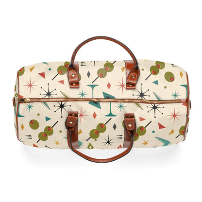 Kate McEnroe New York Mid Century Modern Martini Olive Duffle Bag, Retro Cocktail WeekenderDuffel Bags12295169788414308288