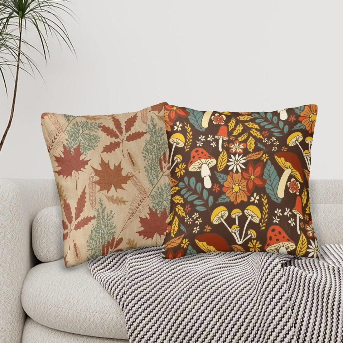 Kate McEnroe New York Mid Century Modern Merry Mushroom Throw Pillow Covers, Retro Fall Floral Accent CushionsThrow Pillow Covers5lZ3rryFUC