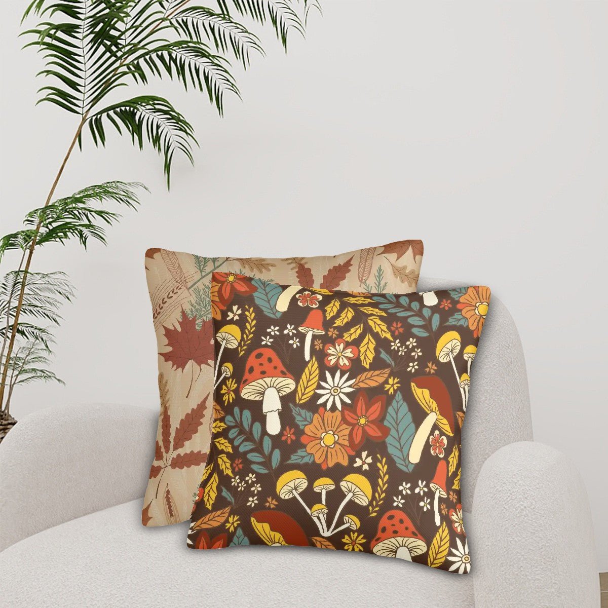 Kate McEnroe New York Mid Century Modern Merry Mushroom Throw Pillow Covers, Retro Fall Floral Accent CushionsThrow Pillow Covers5lZ3rryFUC