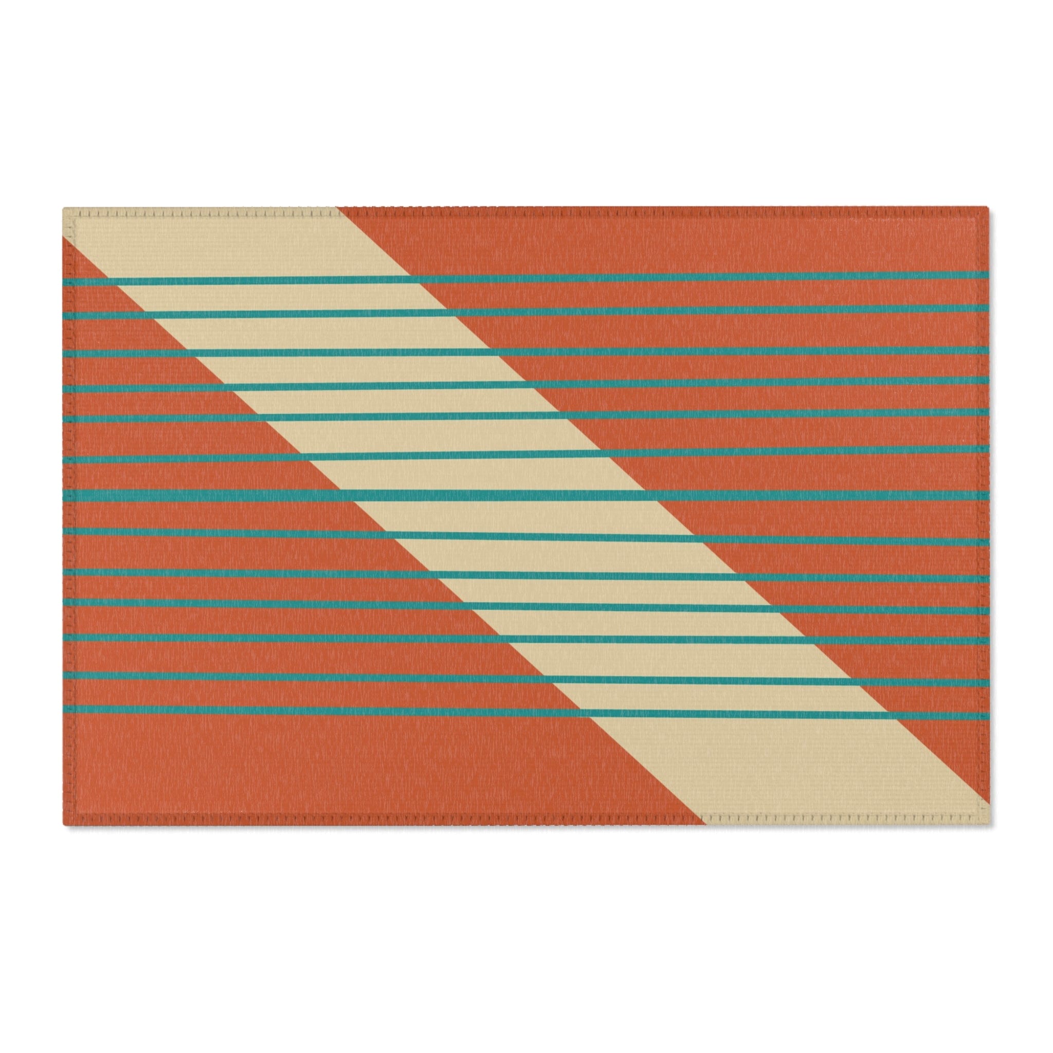 Kate McEnroe New York Mid Century Modern Minimalist Teal Stripe Area RugRugs18877690791941990545