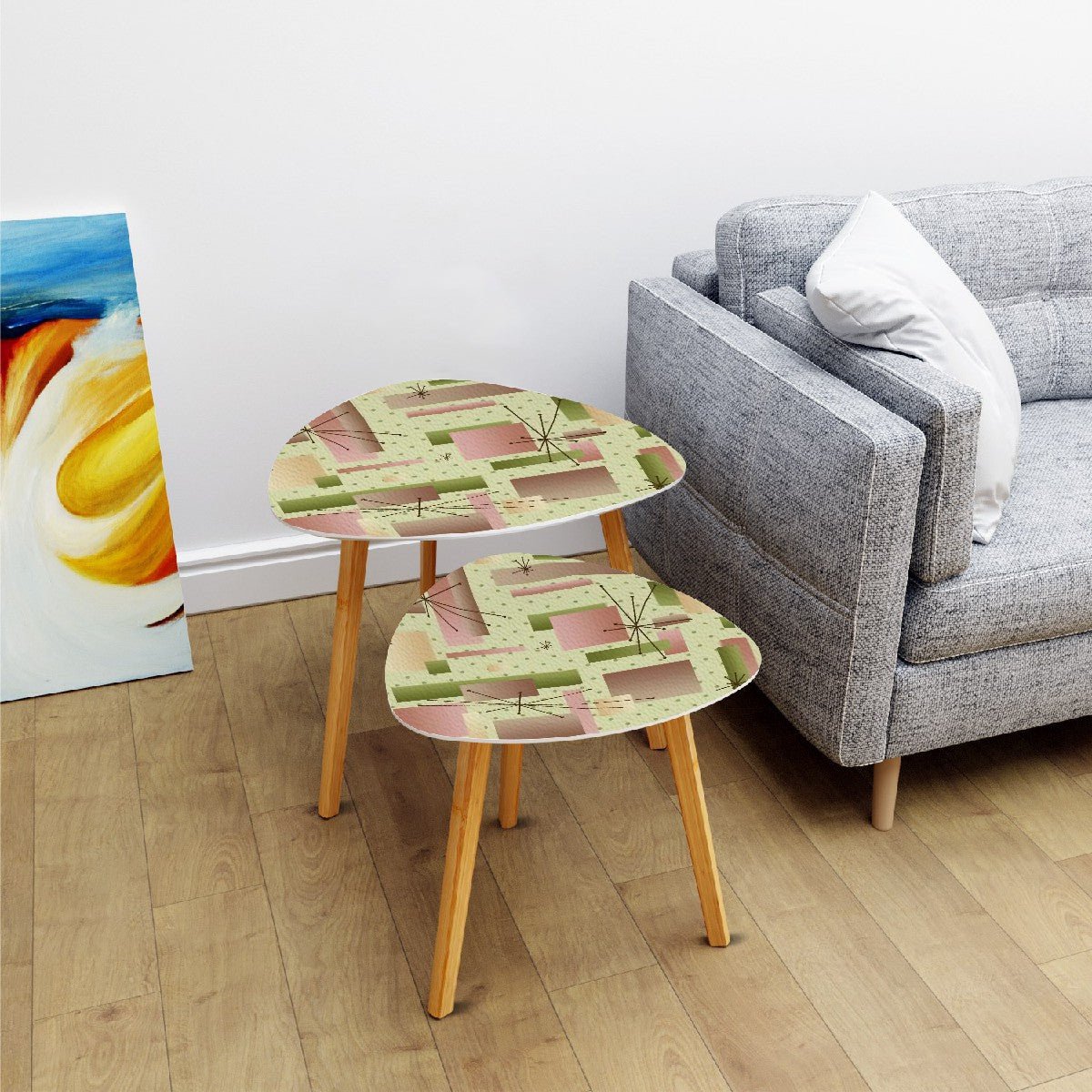 Kate McEnroe New York Mid Century Modern Nesting Tables, Retro Atomic Starburst Coffee Tables, Geometric 50s Accent FurnitureNesting TablesbDhUuvH2W8