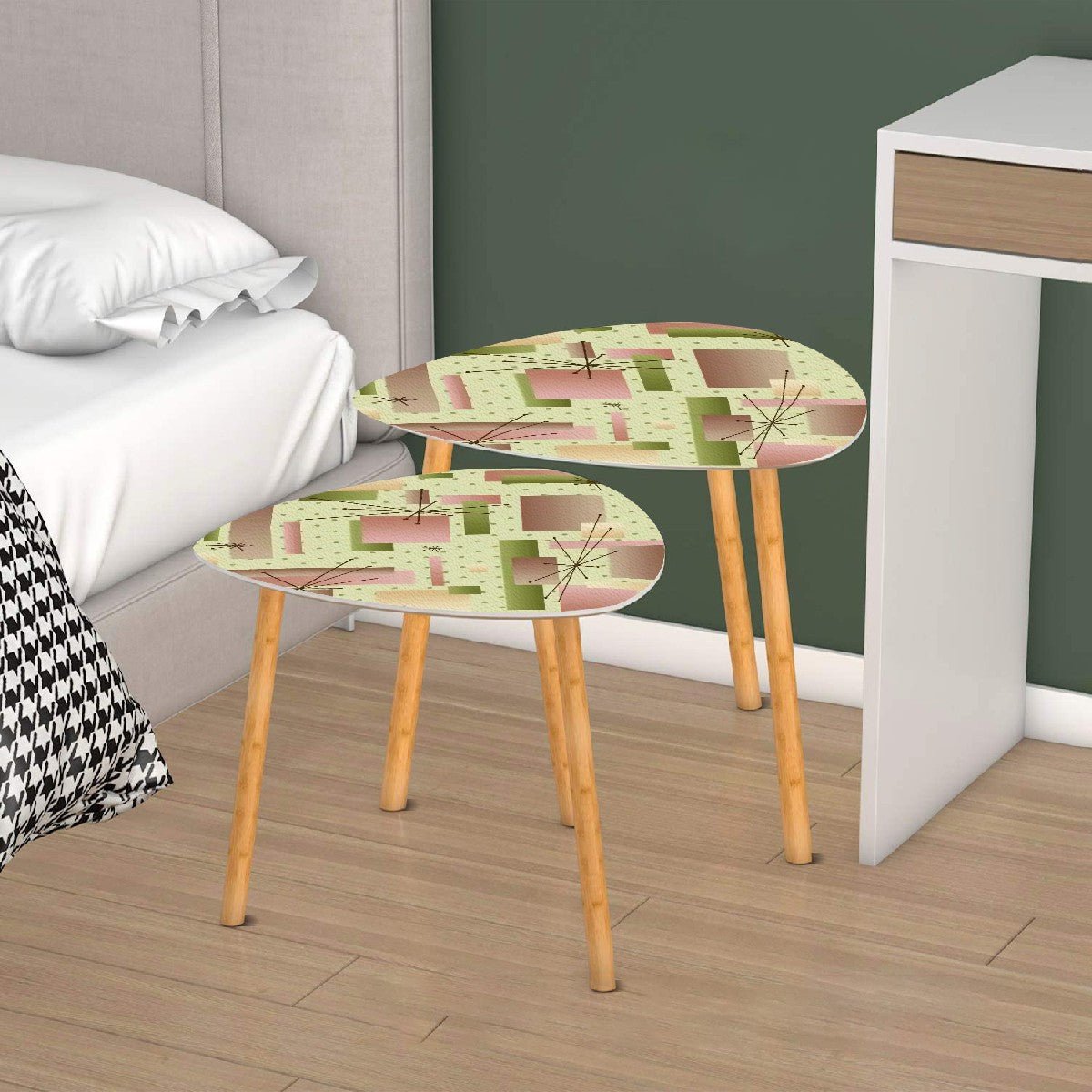 Kate McEnroe New York Mid Century Modern Nesting Tables, Retro Atomic Starburst Coffee Tables, Geometric 50s Accent FurnitureNesting TablesbDhUuvH2W8
