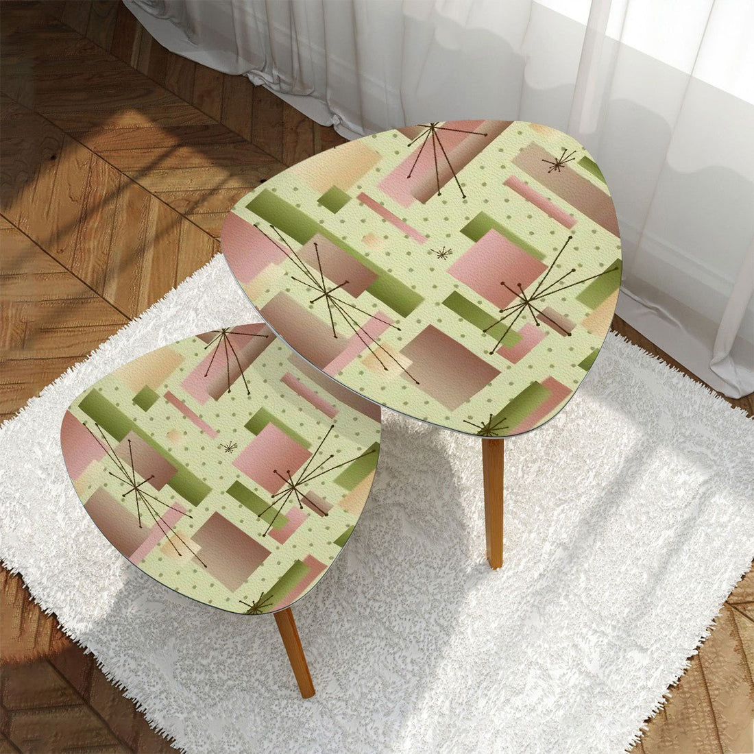 Kate McEnroe New York Mid Century Modern Nesting Tables, Retro Atomic Starburst Coffee Tables, Geometric 50s Accent FurnitureNesting TablesbDhUuvH2W8