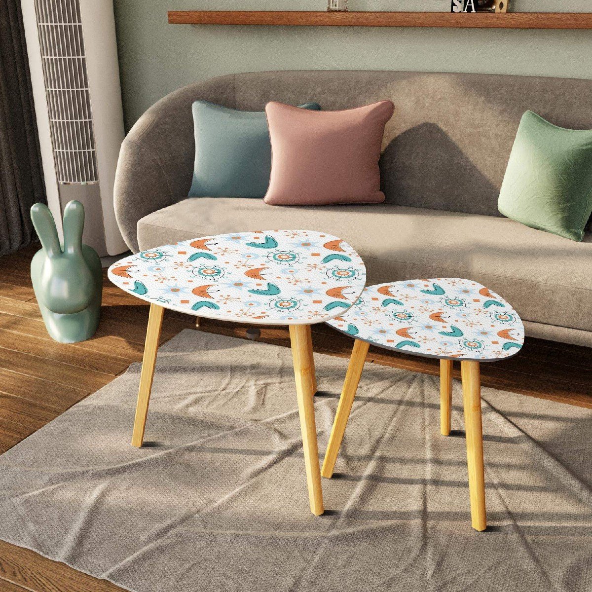 Kate McEnroe New York Mid Century Modern Nesting Tables, Retro Boomerang Starburst 50s Accent Furniture, MCM Side Tables SetNesting TablesEFBEhwT6Oc