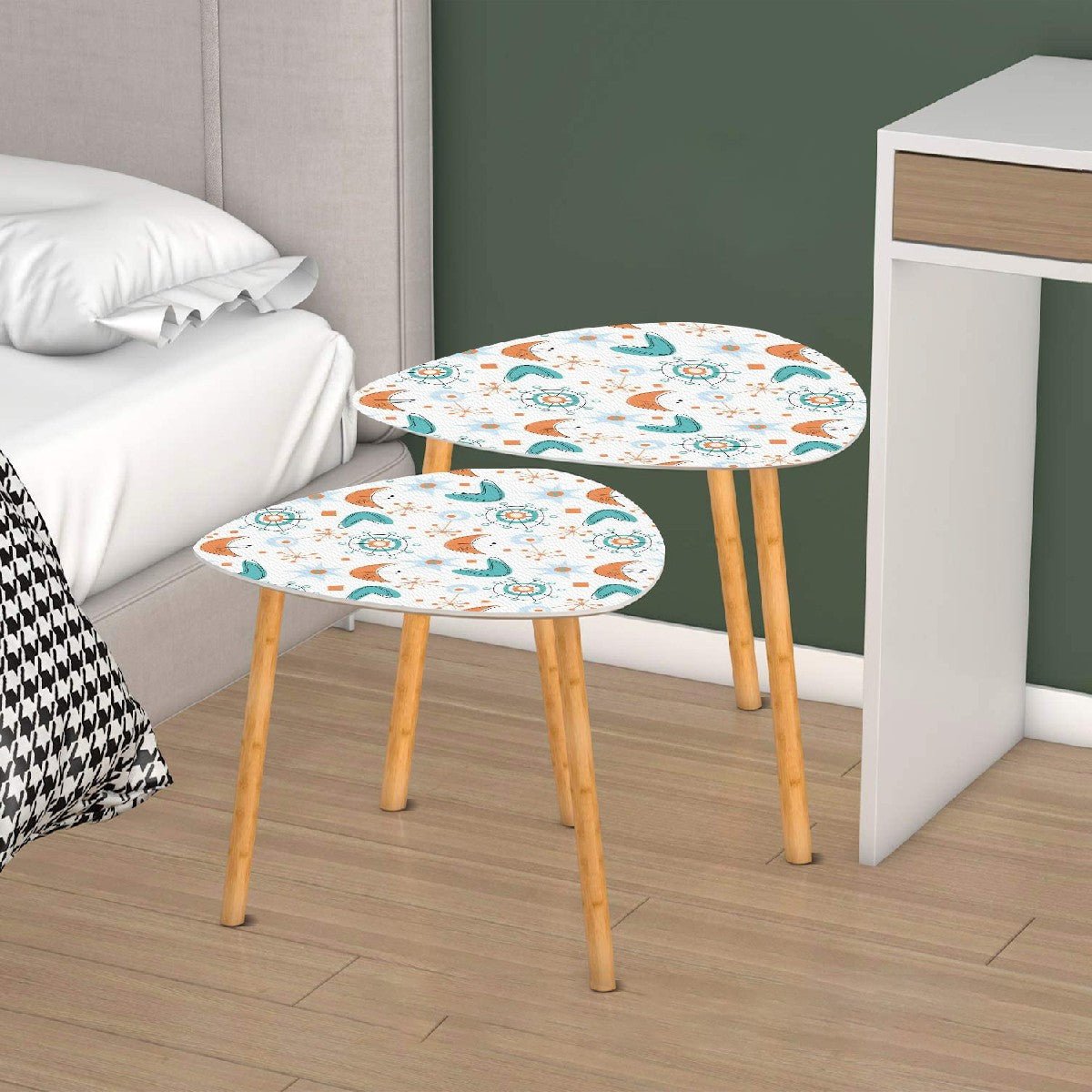 Kate McEnroe New York Mid Century Modern Nesting Tables, Retro Boomerang Starburst 50s Accent Furniture, MCM Side Tables SetNesting TablesEFBEhwT6Oc