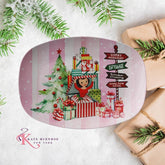 Kate McEnroe New York Mid Century Modern North Pole Christmas Platter, Retro Pink Vintage Kitsch Holiday Party ServewareServing PlattersPNP - PLT