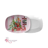 Kate McEnroe New York Mid Century Modern North Pole Christmas Platter, Retro Pink Vintage Kitsch Holiday Party ServewareServing PlattersPNP - PLT