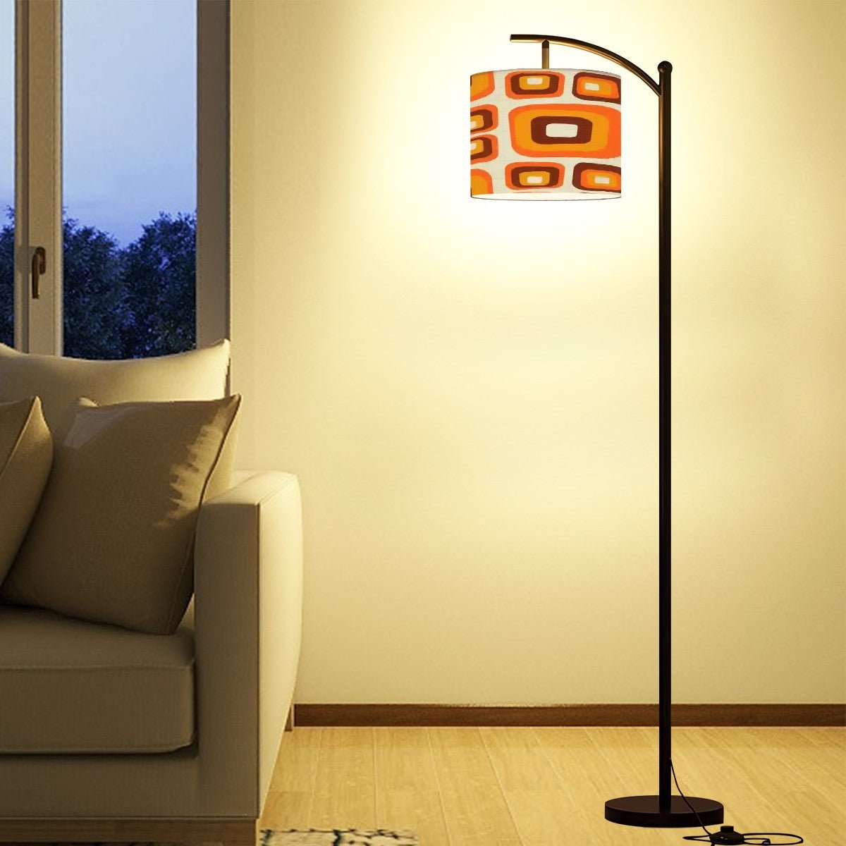 Kate McEnroe New York Mid Century Modern Orange Brown 60s 70s Geometric Arc Floor LampFloor LampsnPnWz9BkUS
