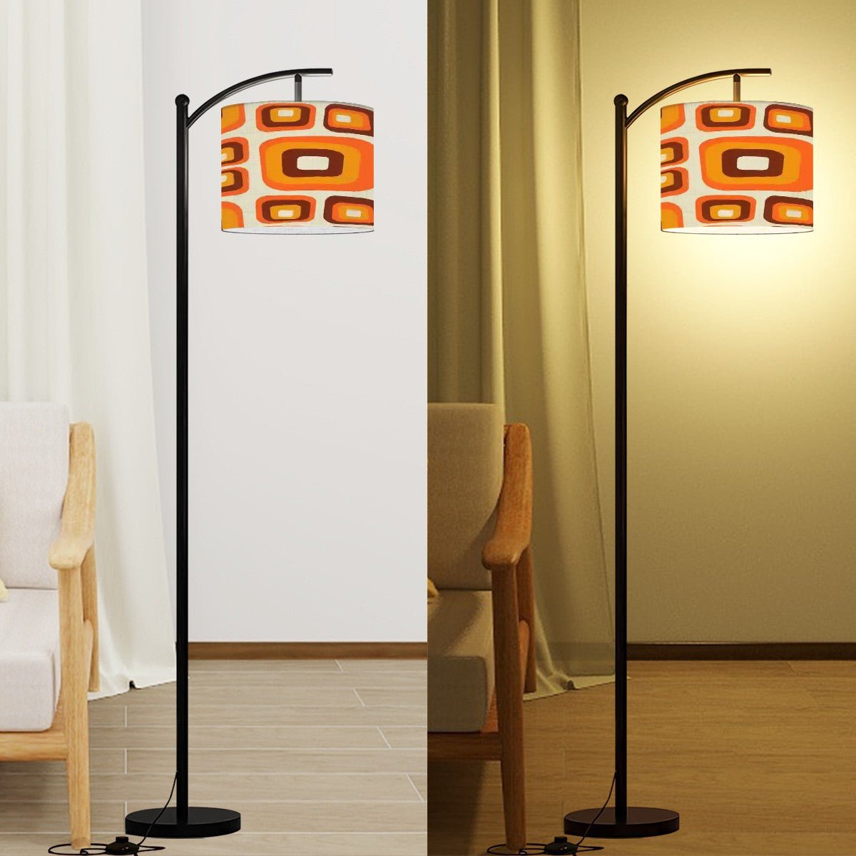 Kate McEnroe New York Mid Century Modern Orange Brown 60s 70s Geometric Arc Floor LampFloor LampsnPnWz9BkUS