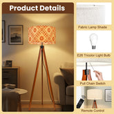 Kate McEnroe New York Mid Century Modern Orange Cream Checkered Tripod Floor Lamp, Retro 70s Drum ShadeTripod Floor LampsSm6tIqtYNE